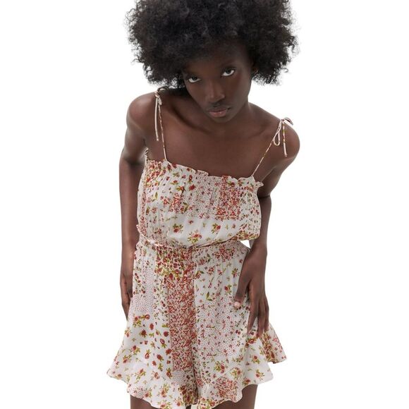 Zara Patchwork Print Short Jumpsuit Size XS - Picture 1 of 9